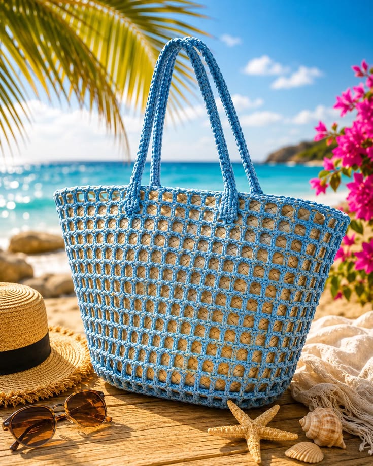Sac de Plage en Crochet Tressé – Style & Légèreté