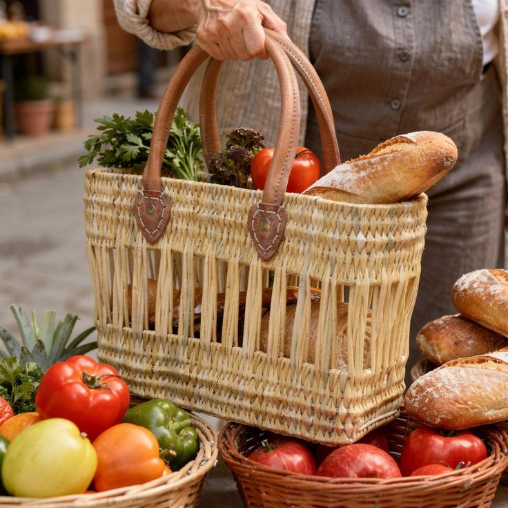 Panier de Marché en Osier Tressé – Authenticité & Élégance Naturelle