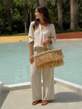 Sac Cabas Marocain en Raffia à Franges – Style Bohème Estival