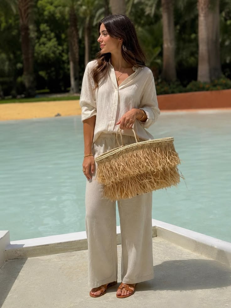 Sac Cabas Marocain en Raffia à Franges – Style Bohème Estival